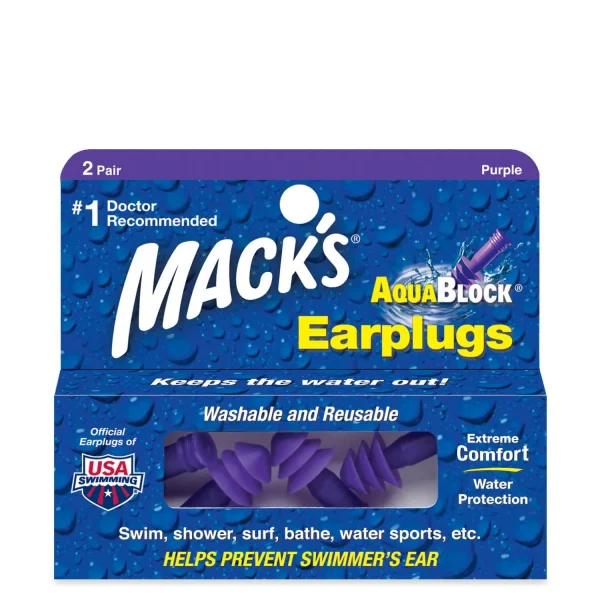 Aqua Block Ear Plugs 2 Pair purple