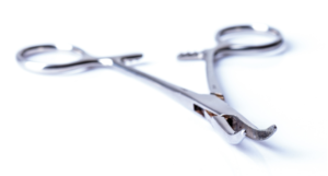 a close-up of a pair of surgical scissors